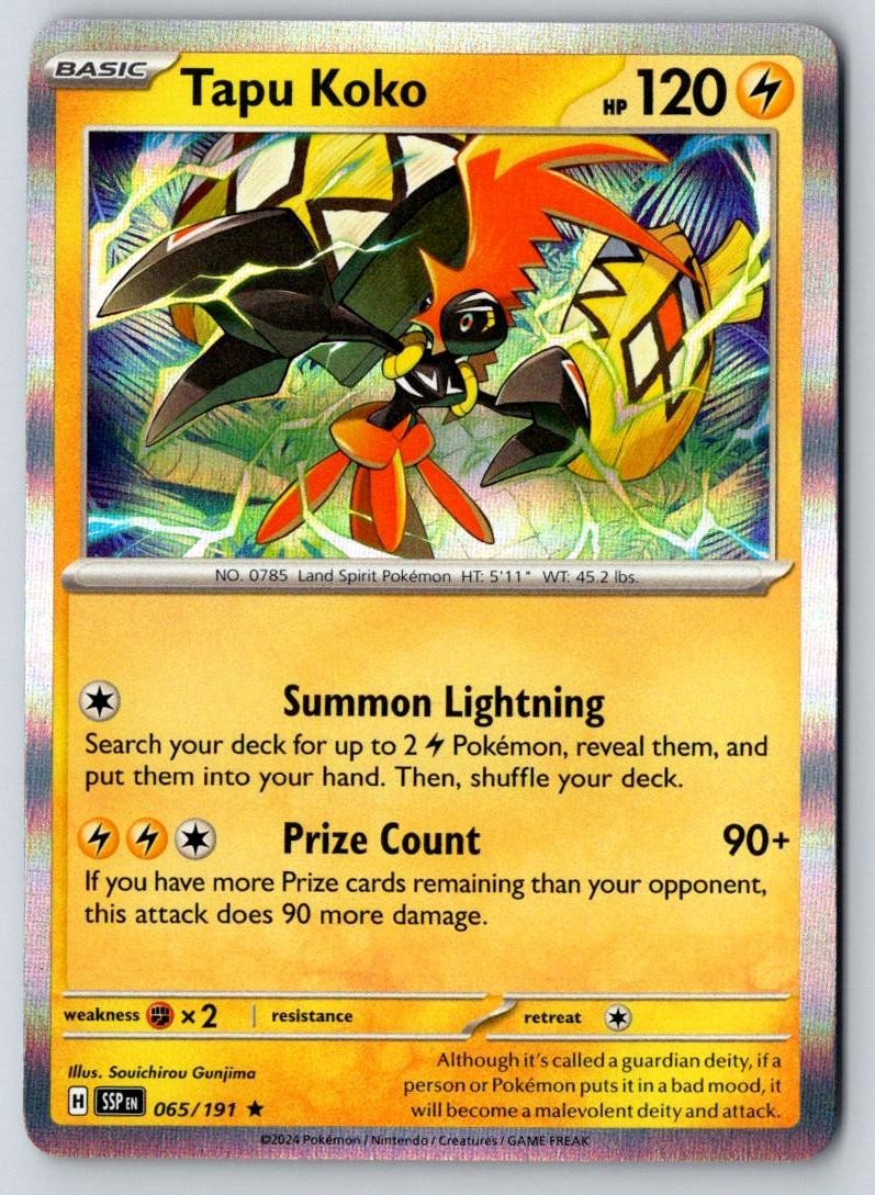 Tapu Koko 065/191 Rare Surging Sparks Pokemon Holo Near Mint