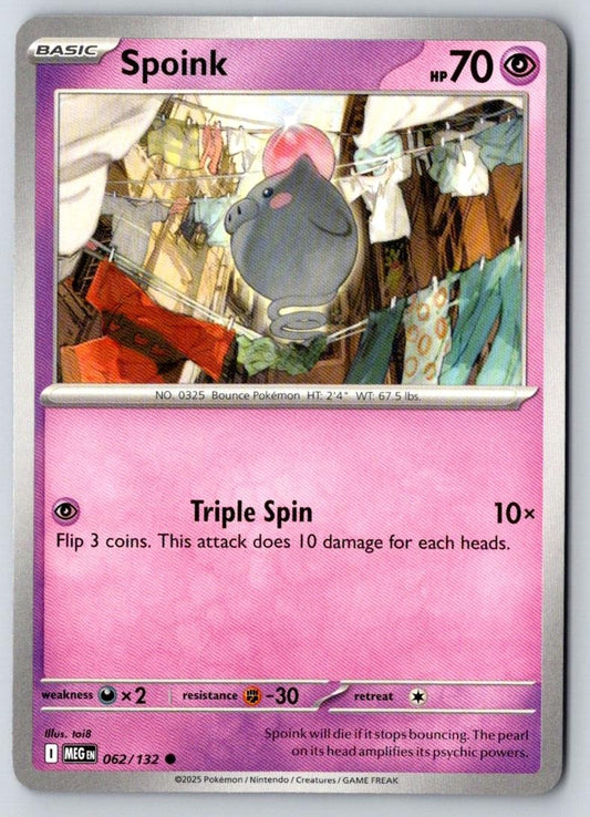 Spoink 062/132 Common Mega Evolution Pokemon Near Mint