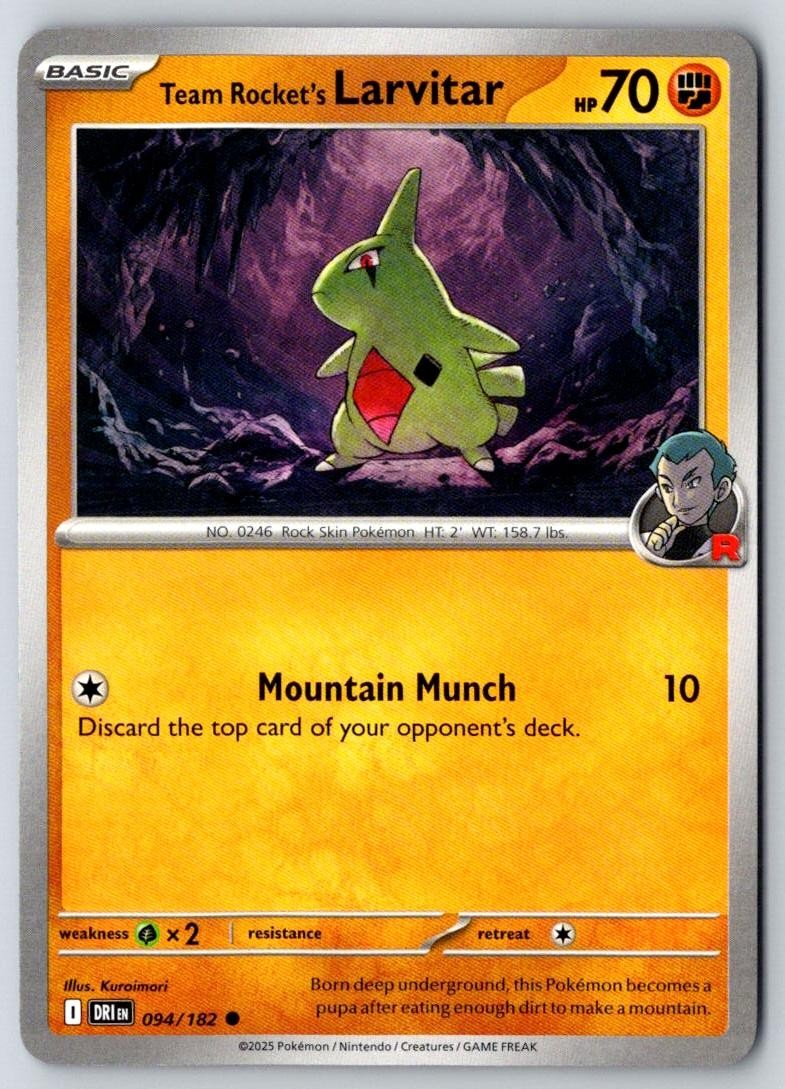 Team Rocket's Larvitar 094/182 Common Destined Rivals Pokemon Near Mint