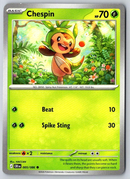 Chespin 005/086 Common Chaos Rising Pokemon Near Mint