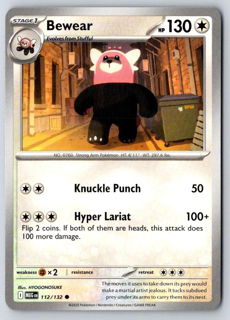 Bewear 112/132 Common Mega Evolution Pokemon Near Mint