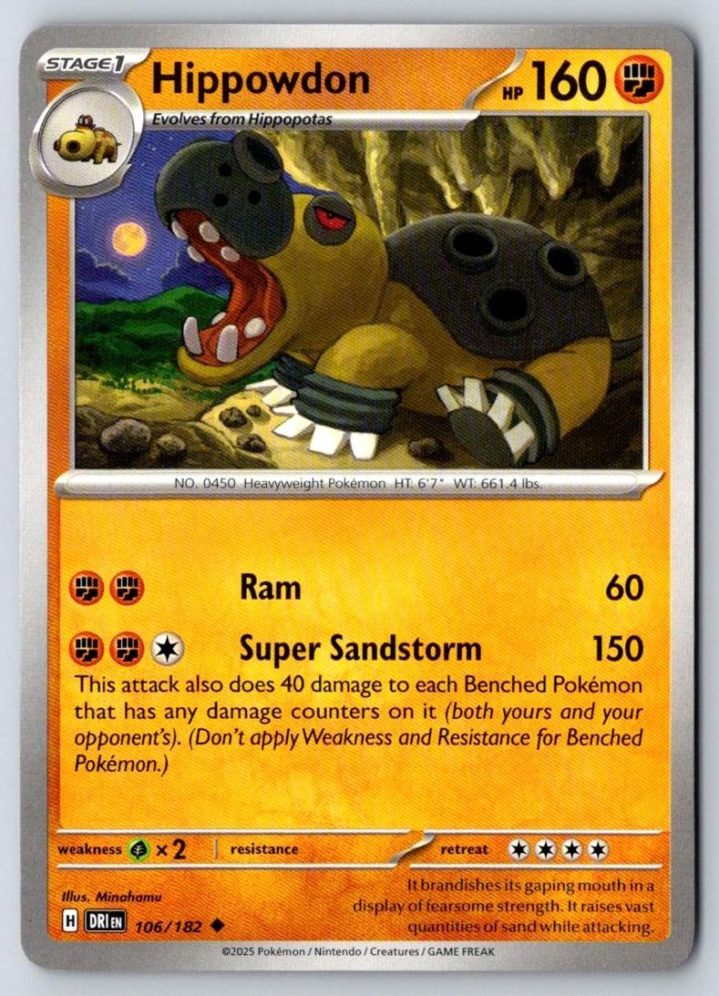 Hippowdon 106/182 Uncommon Destined Rivals Pokemon Near Mint