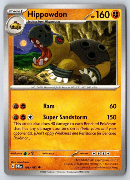 Hippowdon 106/182 Uncommon Destined Rivals Pokemon Near Mint