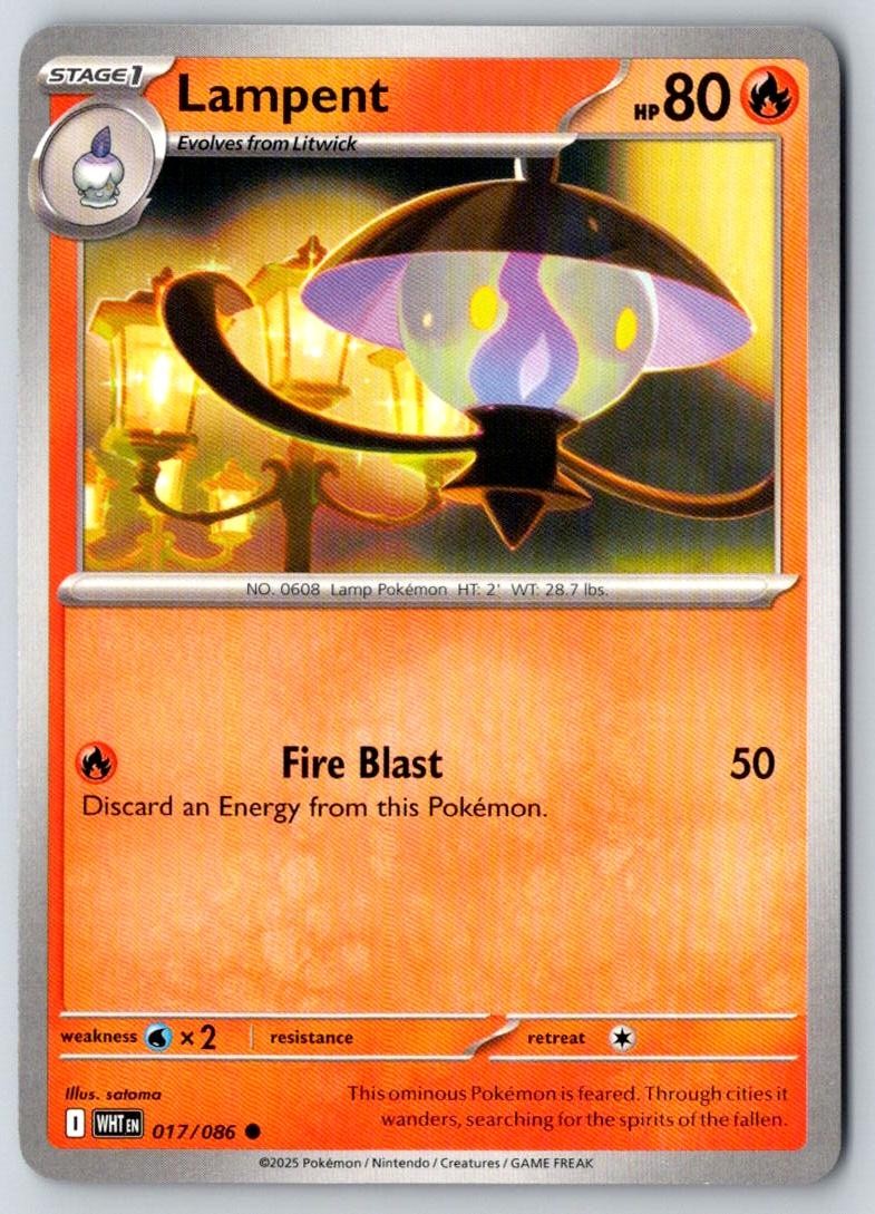 Lampent 017/086 Common White Flare Pokemon Near Mint
