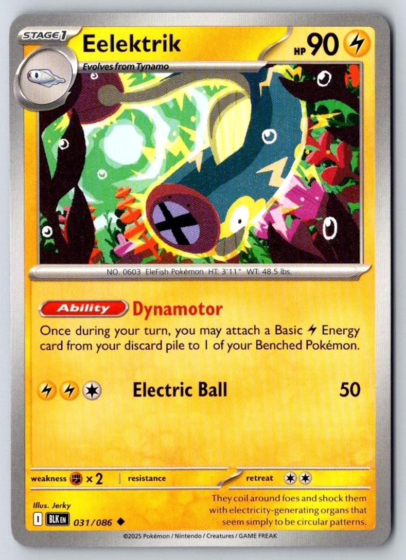 Eelektrik 031/086 Uncommon Black Bolt Pokemon Near Mint