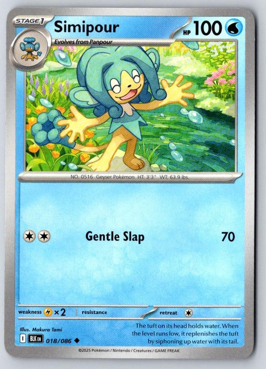 Simipour 018/086 Uncommon Black Bolt Pokemon Near Mint