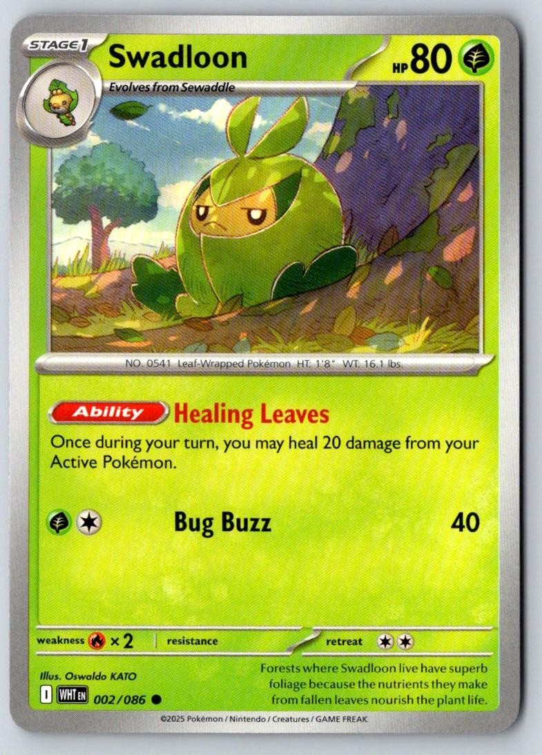Swadloon 002/086 Common White Flare Pokemon Near Mint