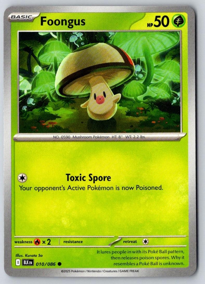 Foongus 010/086 Common Black Bolt Pokemon Near Mint