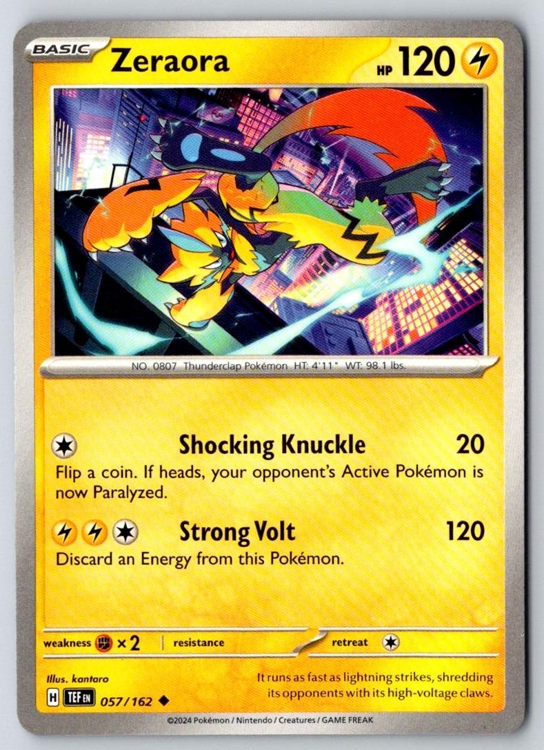 Zeraora 057/162 Uncommon Temporal Forces Pokemon Near Mint