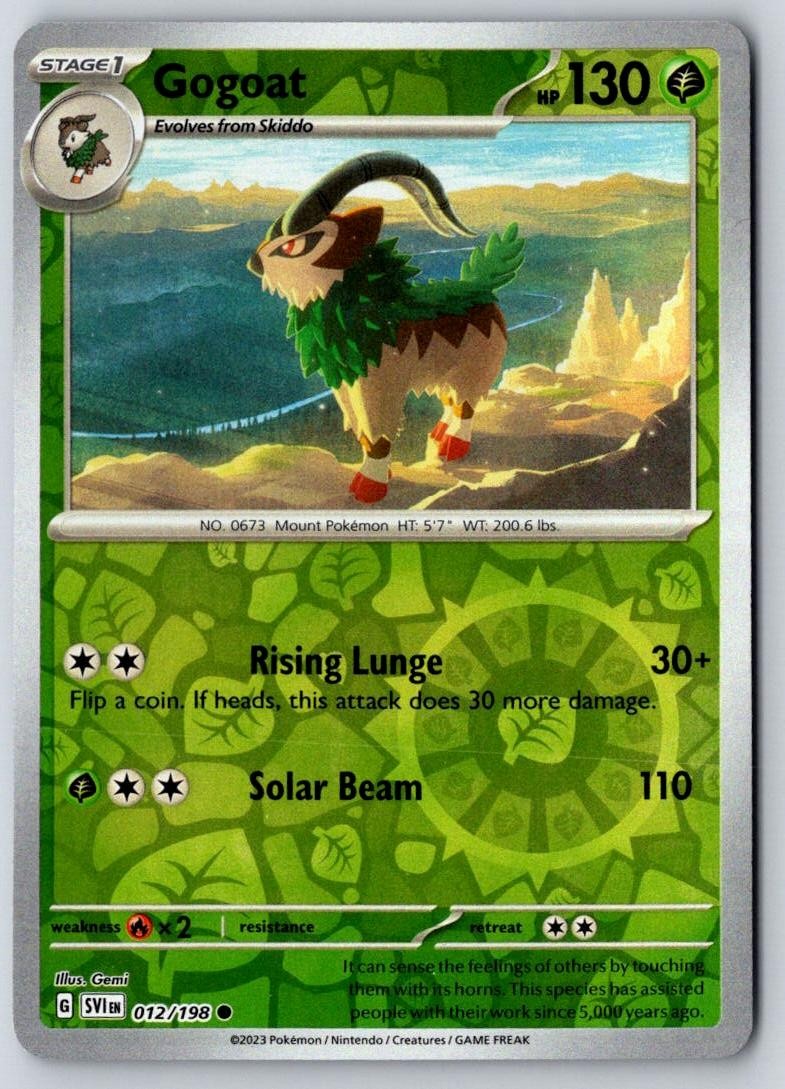 Gogoat 012/198 Common Scarlet & Violet Pokemon Reverse Holo Near Mint