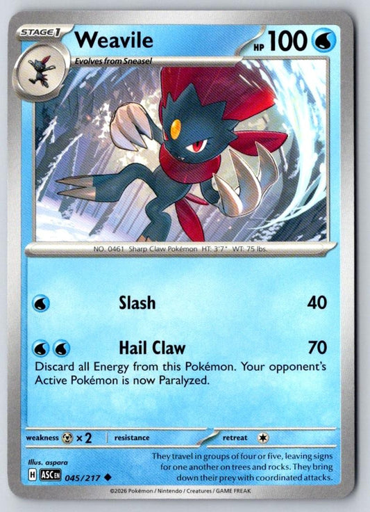 Weavile 045/217 Uncommon Ascended Heroes Pokemon Near Mint