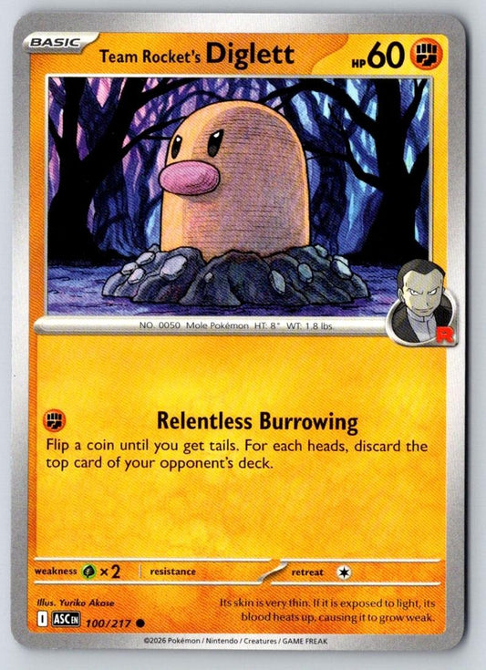 Team Rocket's Diglett 100/217 Common Ascended Heroes Pokemon Near Mint