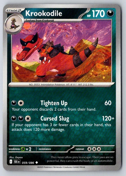 Krookodile 059/086 Uncommon Black Bolt Pokemon Near Mint