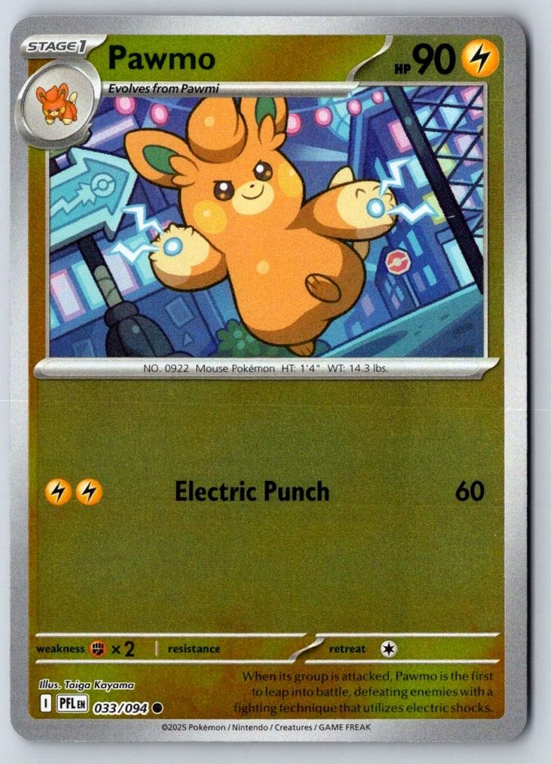 Pawmo 033/094 Common Phantasmal Flames Pokemon Near Mint