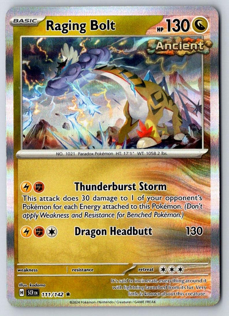 Raging Bolt 111/142 Rare Stellar Crown Pokemon Holo Near Mint