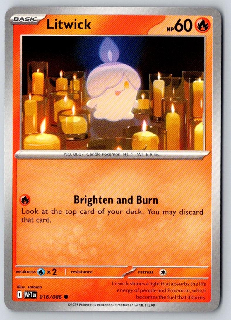 Litwick 016/086 Common White Flare Pokemon Near Mint