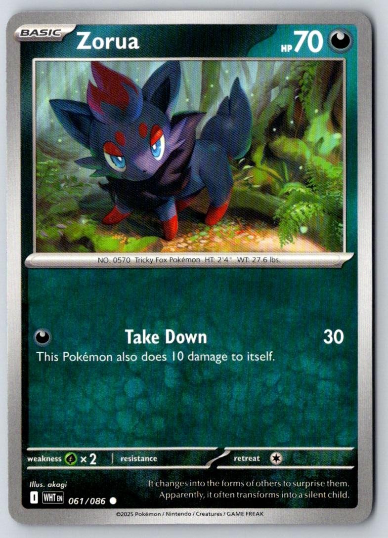 Zorua 061/086 Common White Flare Pokemon Near Mint