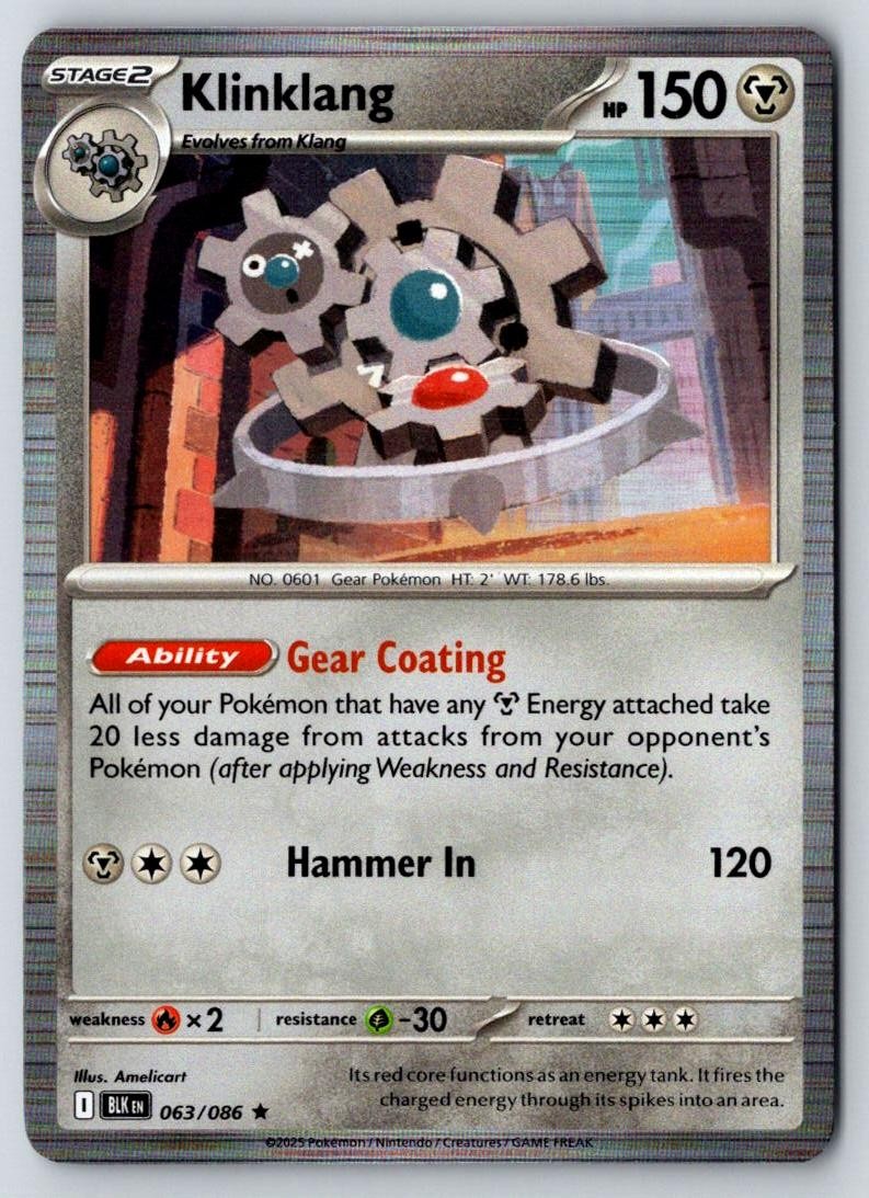 Klinklang 063/086 Holo Rare Black Bolt Pokemon Near Mint