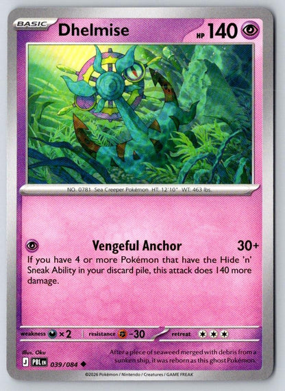 Dhelmise 039/084 Uncommon Pitch Black Pokemon Near Mint