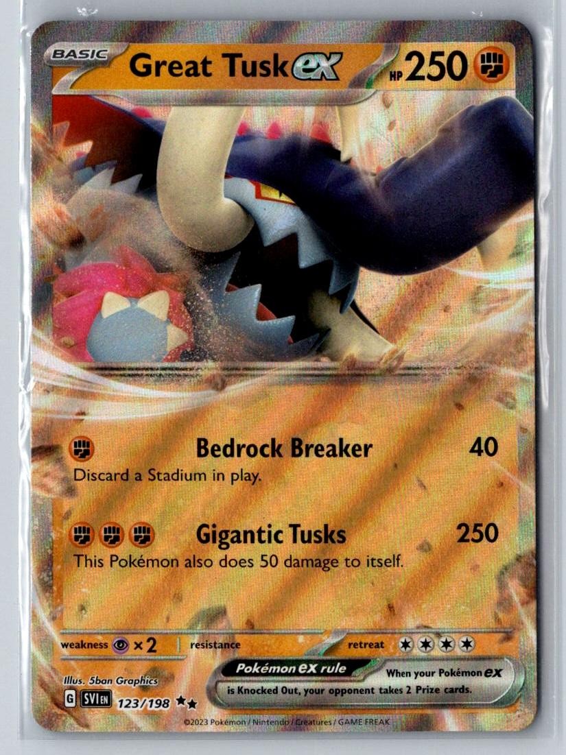 Great Tusk ex 123/198 Double Rare Scarlet & Violet Pokemon Near Mint