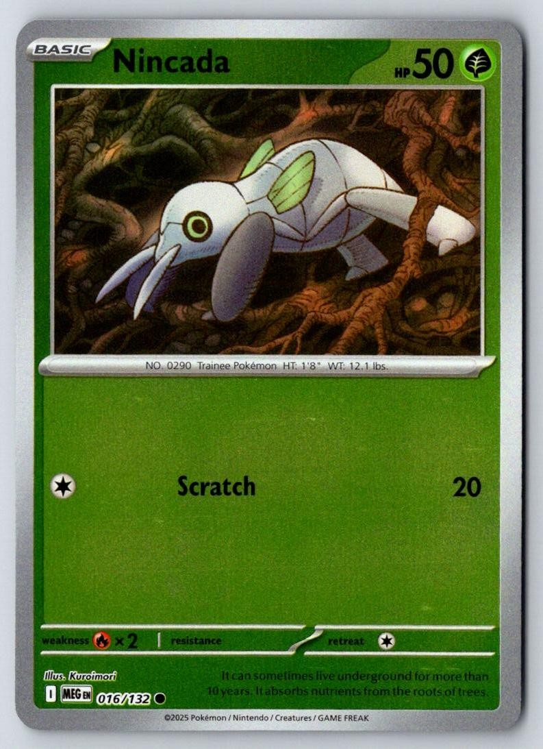 Nincada 016/132 Common Mega Evolution Pokemon Near Mint