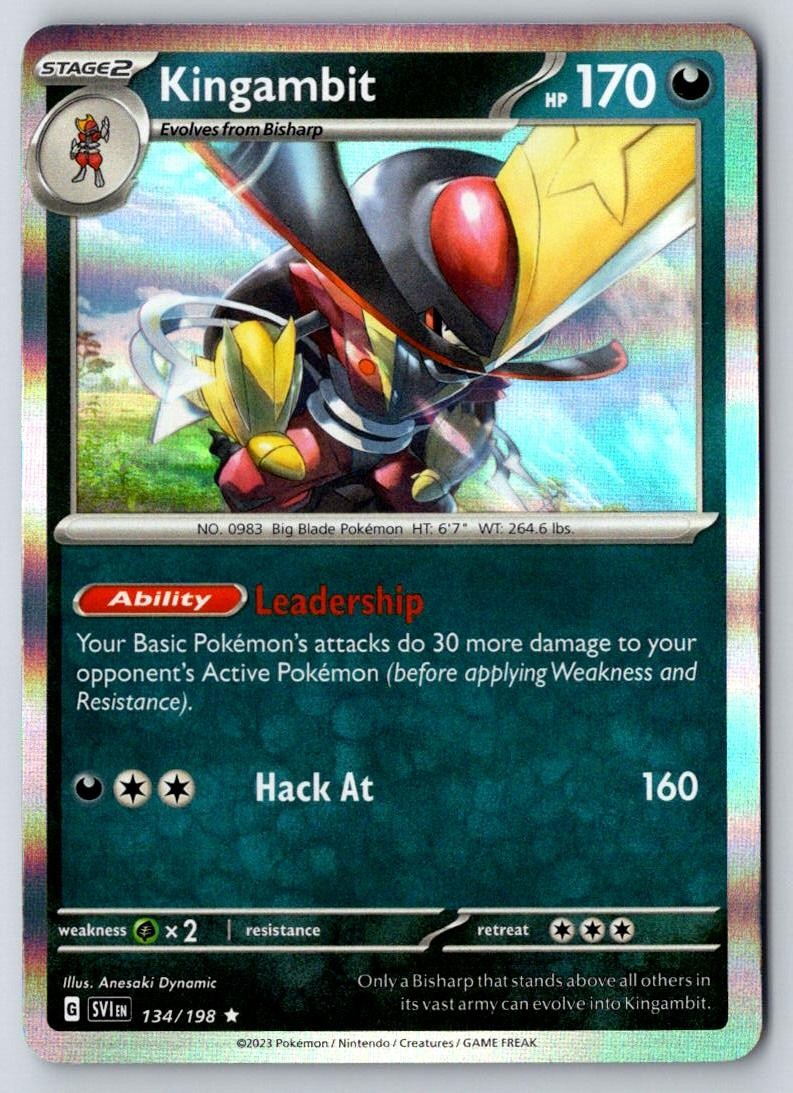 Kingambit 134/198 Rare Scarlet & Violet Pokemon Holo Near Mint