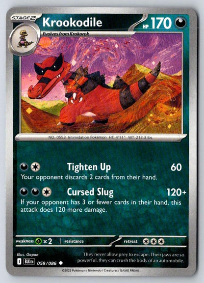 Krookodile 059/086 Uncommon Black Bolt Pokemon Near Mint