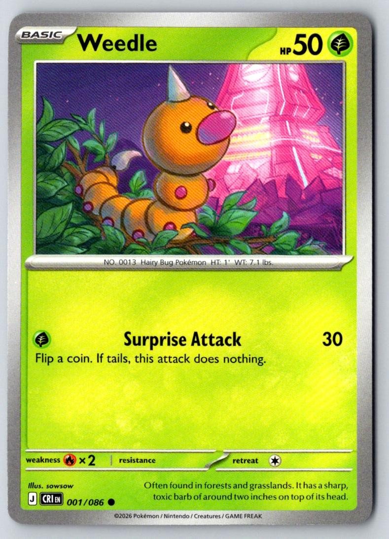 Weedle 001/086 Common Chaos Rising Pokemon Near Mint