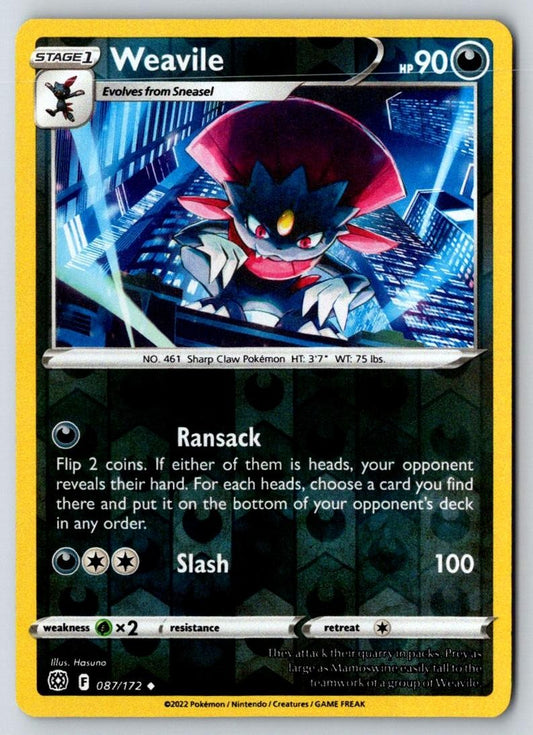 Weavile 087/172 Uncommon Brilliant Stars Pokemon Near Mint