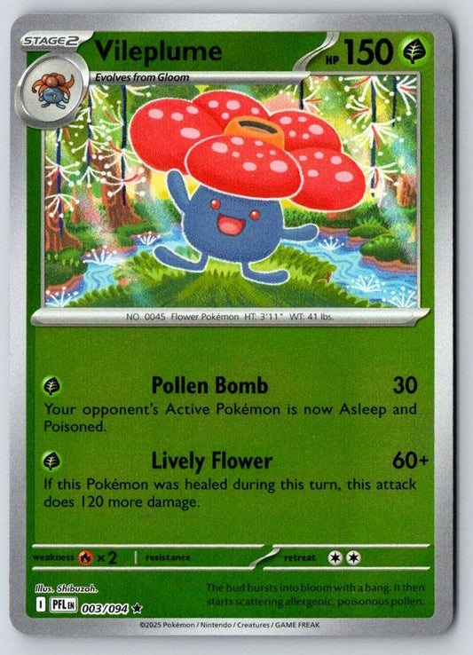 Vileplume 003/094 Rare Phantasmal Flames Pokemon Holo Near Mint