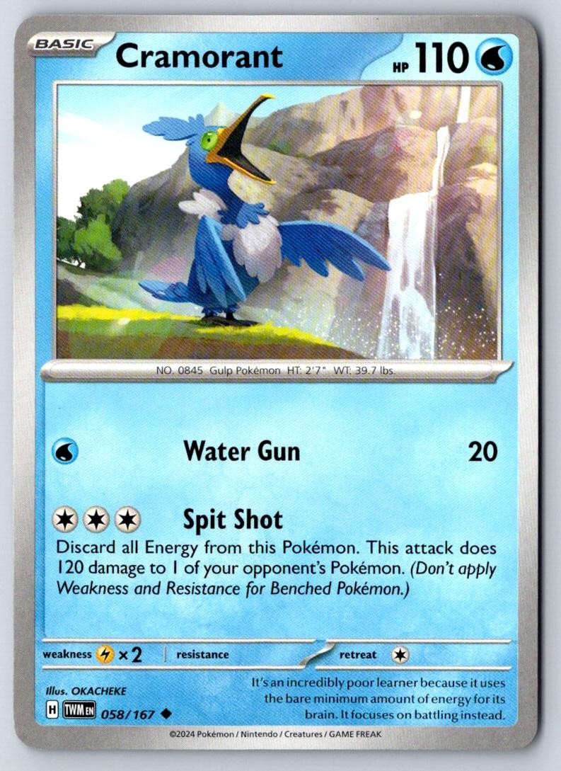 Cramorant 058/167 Uncommon Twilight Masquerade Pokemon Near Mint