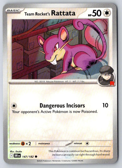 Team Rocket's Rattata 147/182 Common Destined Rivals Pokemon Near Mint