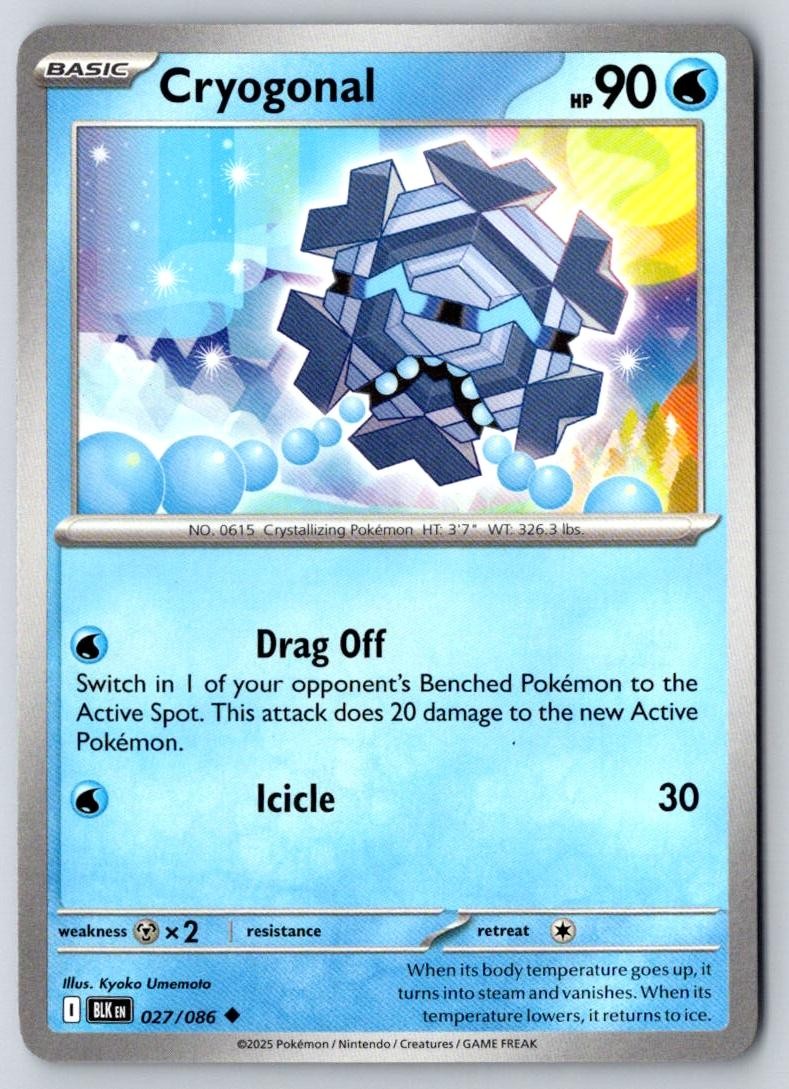 Cryogonal 027/086 Uncommon Black Bolt Pokemon Near Mint
