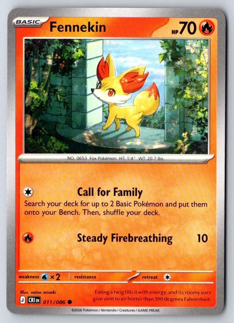 Fennekin 011/086 Common Chaos Rising Pokemon Near Mint