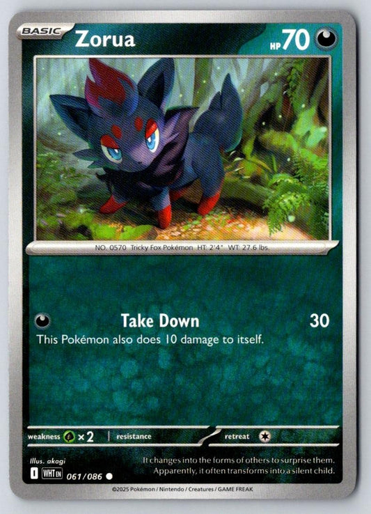 Zorua 061/086 Common White Flare Pokemon Near Mint