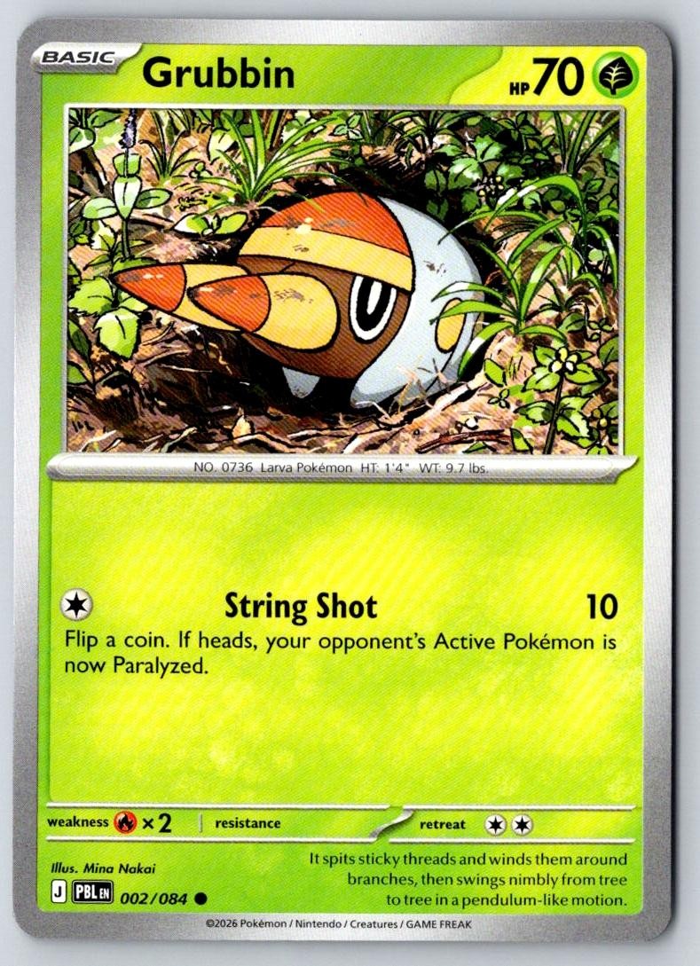 Grubbin 002/084 Common Pitch Black Pokemon Near Mint