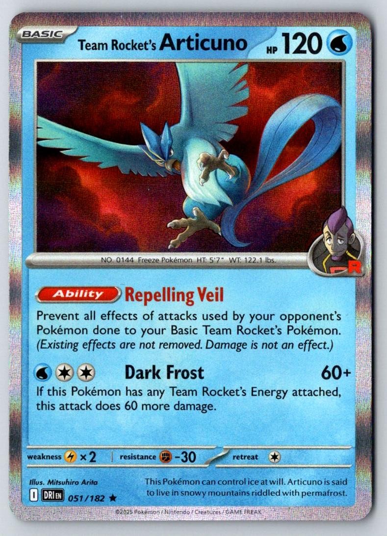 Team Rocket's Articuno 051/182 Rare Destined Rivals Pokemon Holo Near Mint