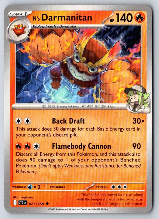 N's Darmanitan 027/159 Uncommon Journey Together Pokemon Near Mint