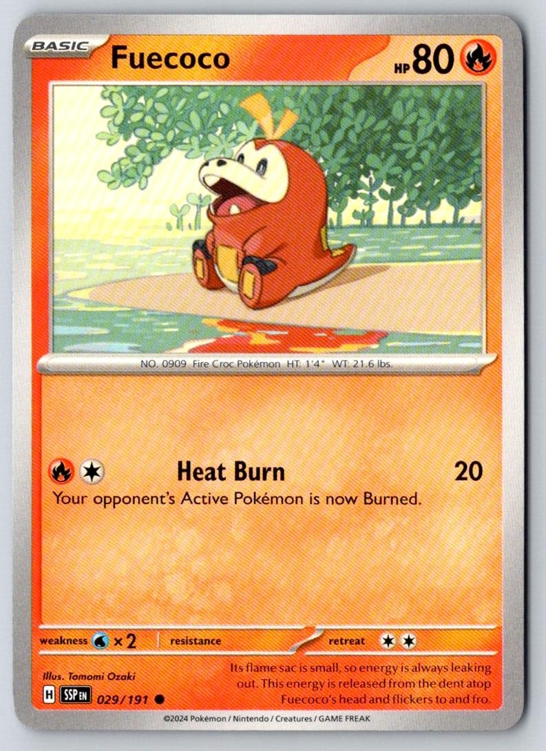 Fuecoco 029/191 Common Surging Sparks Pokemon Near Mint