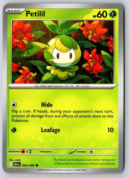 Petilil 006/086 Common Black Bolt Pokemon Near Mint