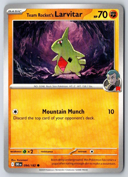 Team Rocket's Larvitar 094/182 Common Destined Rivals Pokemon Near Mint