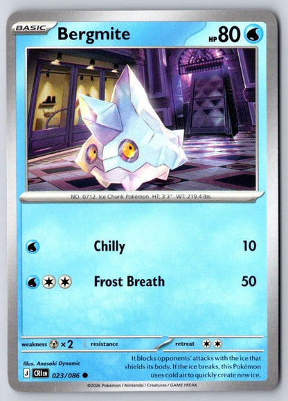 Bergmite 023/086 Common Chaos Rising Pokemon Near Mint
