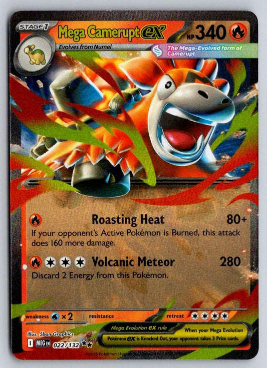 Mega Camerupt ex 022/132 Double Rare Mega Evolution Pokemon Near Mint