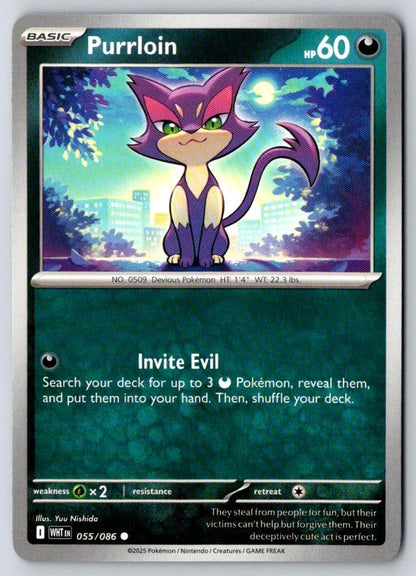 Purrloin 055/086 Common White Flare Pokemon Near Mint