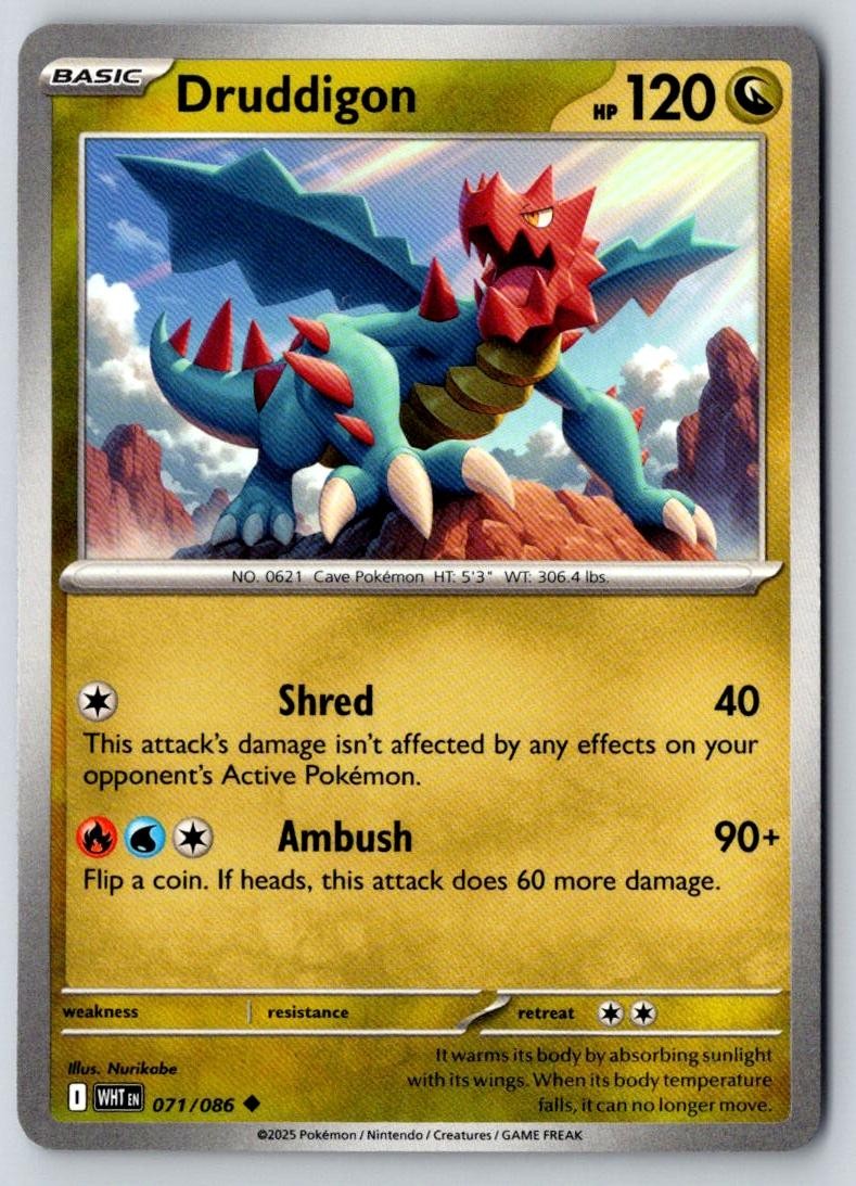 Druddigon 071/086 Uncommon White Flare Pokemon Near Mint