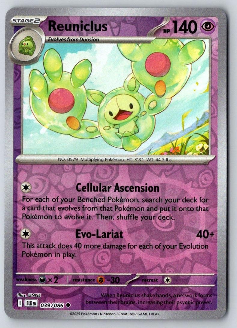 Reuniclus 039/086 Uncommon Black Bolt Pokemon Near Mint