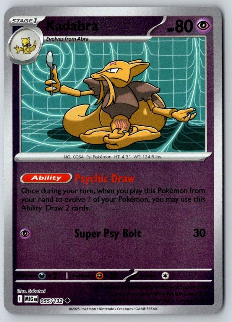 Kadabra 055/132 Uncommon Mega Evolution Pokemon Near Mint