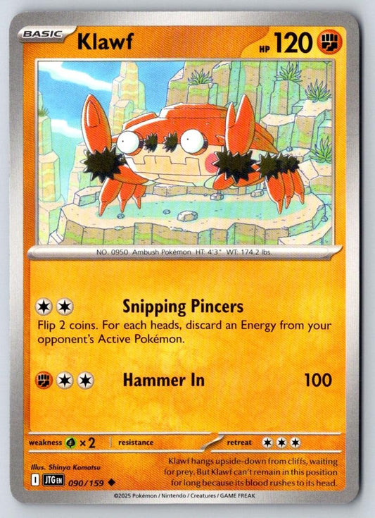 Klawf 090/159 Uncommon Journey Together Pokemon Near Mint