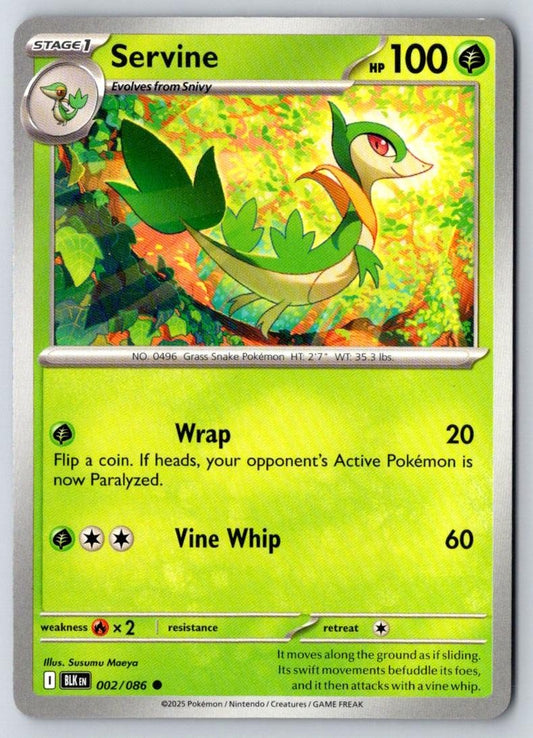 Servine 002/086 Common Black Bolt Pokemon Near Mint
