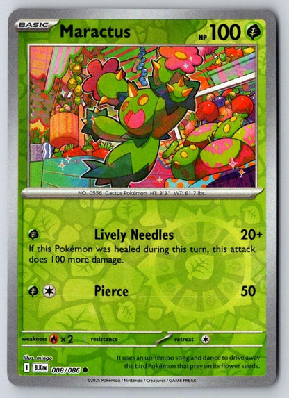 Maractus 008/086 Common Black Bolt Pokemon Reverse Holo Near Mint
